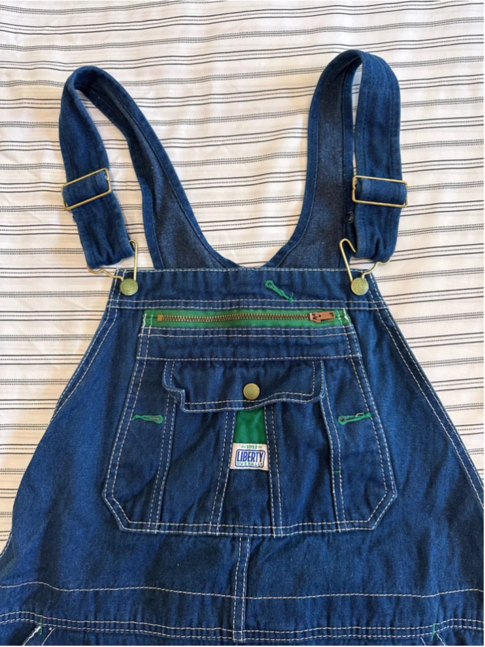 Women's Liberty Denim Overalls Size 30 Blue and Green